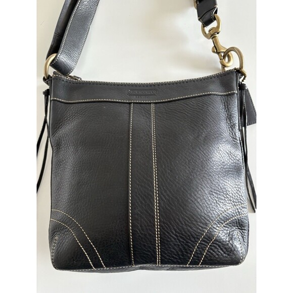 Vtg Coach Bleecker Black Pebbled Bag Purse Y2K Classic Duffle Crossbody 10398 - Picture 7 of 16